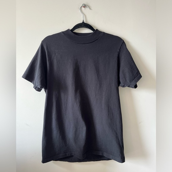Les Tien Heavyweight Mock Neck Tee in Black - Picture 3 of 14